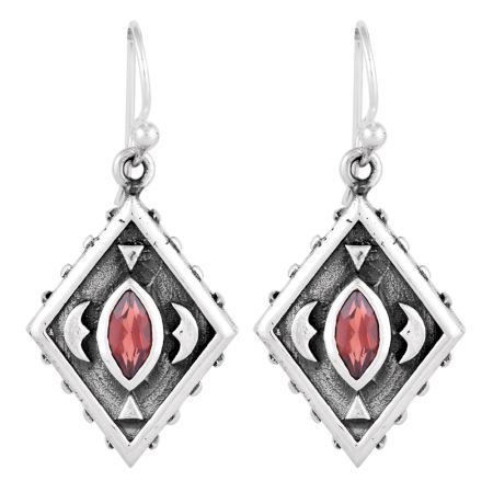 92.5 Sterling Silver Earrings Natural Kite Red Tourmaline Earrings