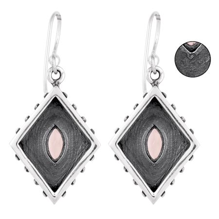 92.5 Sterling Silver Earrings Rose Quartz Kite Earrings