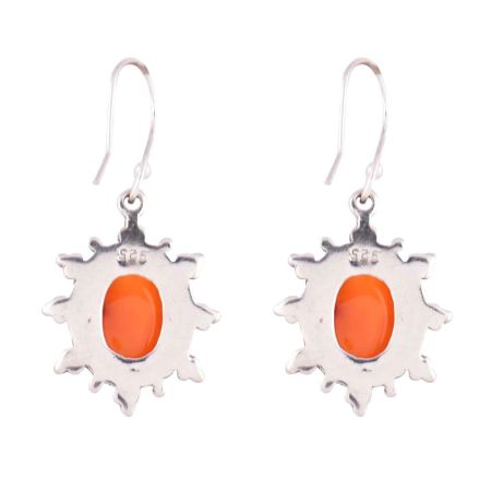 92.5 Sterling Silver Earrings Starry Carnelian Hook Earrings