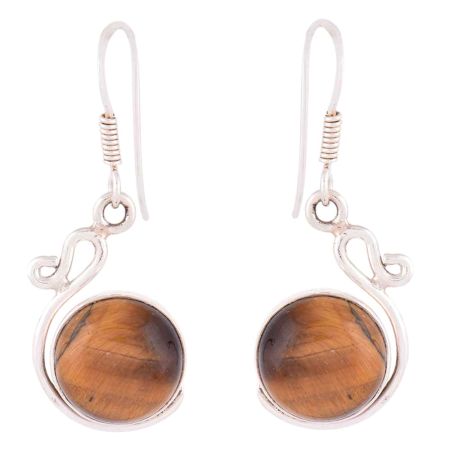 92.5 Sterling Silver Earrings Designer Tiger Eye Drop Earrings