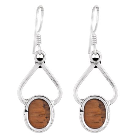 92.5 Sterling Silver Earrings Tiger's Eye Drop Earrings