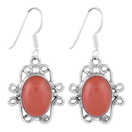 92.5 Sterling Silver Earring red Carnelian  Wire Hook Earrings
