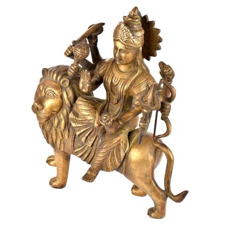 Brass Durga Ma Statue Ambe Ma Shera Wali Idol