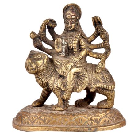 Brass Durga Statue Beautiful Sherawali Worship Statue