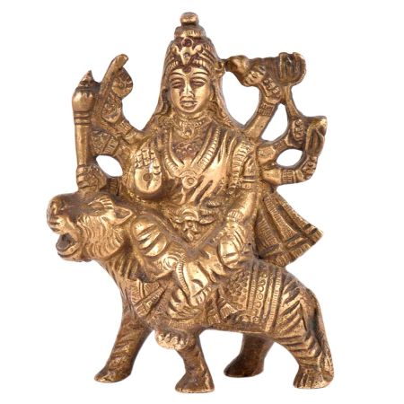 Brass Durga  Statue Sherawali Mata For Puja Navratra Aarti