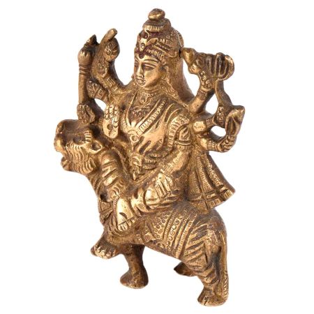 Brass Durga  Statue Sherawali Mata For Puja Navratra Aarti