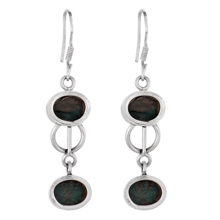 92.5  Sterling Silver Earrings Twin Jade Dangler Earrings