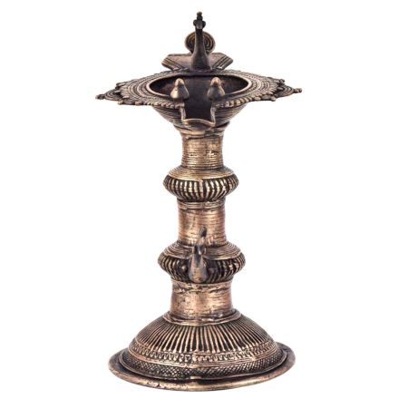 Traditional Brass Oil lamp Peacock Deepak Diya Stand Showpiece
