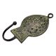 Tribal Wall Hook Engraved Border Leaf Design With Patina
