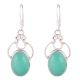 92.5 Sterling Silver Dangle Earrings Teardrop Green Agate  Earrings