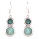 92.5 Sterling Silver earrings Melachite Round Dangle Earrings