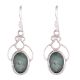 92.5 Sterling Silver Earrings Single Oval Melachite Drop Dangle Earrings