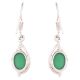 92.5 Sterling Silver Earring Single Oval Shaped Green Agate Hook Earrings