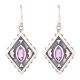 92.5 Sterling silver Earrings Kite Design Purple Zirconia Designer Hook Earrings