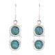 92.5 Sterling Silver Earrings Round Turquoise Dangle Earrings