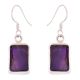 92.5 Sterling Silver Earrings Square Framed Amethyst Earrings