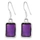 92.5 Sterling Silver Earrings Square Framed Amethyst Earrings