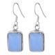 92.5 Sterling Silver Earrings Square Framed Quartz Sky Blue Earrings
