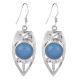 92.5 Sterling Silver Boat Earrings Blue Chalcendony Semi Precious Stone Earrings