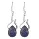 92.5 Sterling Silver Earrings Tear Drop Lapis Lazuli Wired Hook Earrings
