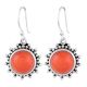 92.5 Sterling silver Earrings Carnelian Star burst engraved Drop Earrings