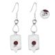 92.5 Sterling silver Earrings Square Red Carnelian Design Hook Earrings