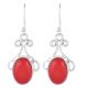 92.5 Sterling Silver Earrings Red Coral Hoop Earrings