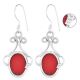 92.5 Sterling Silver Earrings Red Coral Hoop Earrings