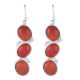 92.5 Sterling Silver Earring Red Jade Focal Stones Dangler Earring