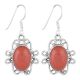 92.5 Sterling Silver Earring red Carnelian  Wire Hook Earrings