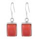 92.5  Sterling Silver Earrings Square Red Carnelian  Natural Stone Earrings