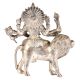 Brass Durga Statue Sherawali Mata With Silver Polish