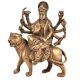 Brass Durga Statue Seated on Her Vehicle Lion Hindu Worship Statue