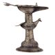 Dhokra Brass Oil Lamp With Stand Tribal Peacock Carving