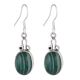 92.5 Sterling Silver Earrings  Green Malachite Drop Earrings