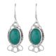 92.5 Sterling Silver Earrings Green Onyx Floral Rope Hook Earrings