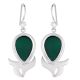 92.5 Sterling Silver Earrings Oval Green Onyx Earrings