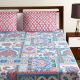 Bombay Dyeing  Blue Red Abstract 180 TC Cotton Double 1 Bedsheet With 2 Pillow Covers