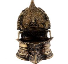 Small Brass Oil Lamp With Intricate Carvings