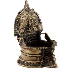 Small Brass Oil Lamp With Intricate Carvings