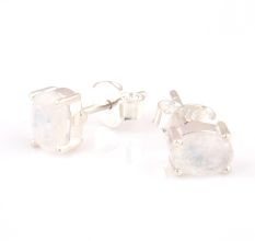 92.5 Sterling Silver Earrings Semi Precious White Moonstone Gemstone Stud Earrings