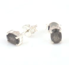 92.5 Sterling Silver Earrings Semi Precious  Cloudy Quartz Gemstone Stud Earrings