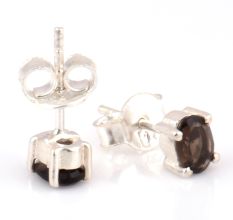 92.5 Sterling Silver Minimal Earrings Black Onyx Cut Stone Stud Earrings