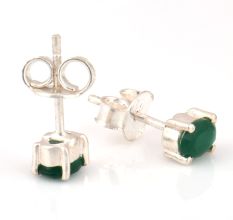 92.5 Sterling Silver Earrings Green Onyx Stud Earrings