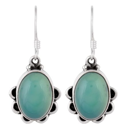 92.5 Sterling Silver Earrings Floral Oval Agate Earrings for Girls