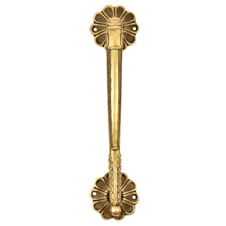 Ethnic Brass Door Handle With Floral Ends
