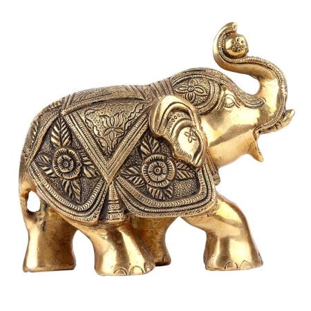 Brass Trunk Up Elephant Statue For Home Decoration