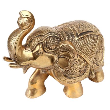 Brass Elephant Statue Trunk Up Gifting Decoration Statues