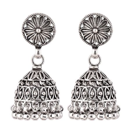 92.5 Sterling Silver Earrings Floral Stud Dangle Jhumkis