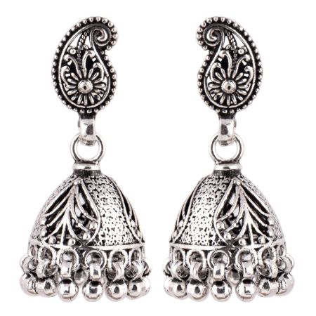 92.5 Sterling Silver Earrings Cocktail Paisley Stud  Jhumkis